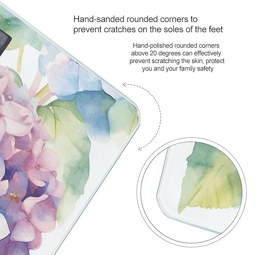 Hydrangea Watercolor Bathroom Scale for Body Weight LCD Display Digital Bathroom Scale Tempered Glass Bathroom Weight Scales Fashion Smart Scales for Home Bedroom 400 Lb
