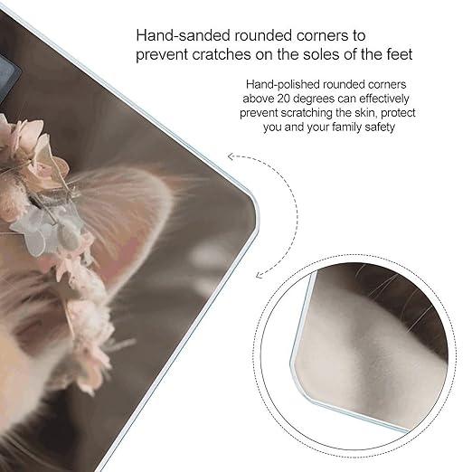 Sweet Animals Cute Cat Scale for Body Weight Precision Bathroom Weighing Scales with Back Lit LCD Display Sturdy Tempered Glass Body Weight Scales Digital Bathroom Scale 400lb