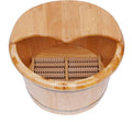 Wooden Foot Bath with Massage Roller Pedicure Tub for Home Use Foot Soak Bucket with Lid Manual/Hand-Powered Massage Therapy for Feet