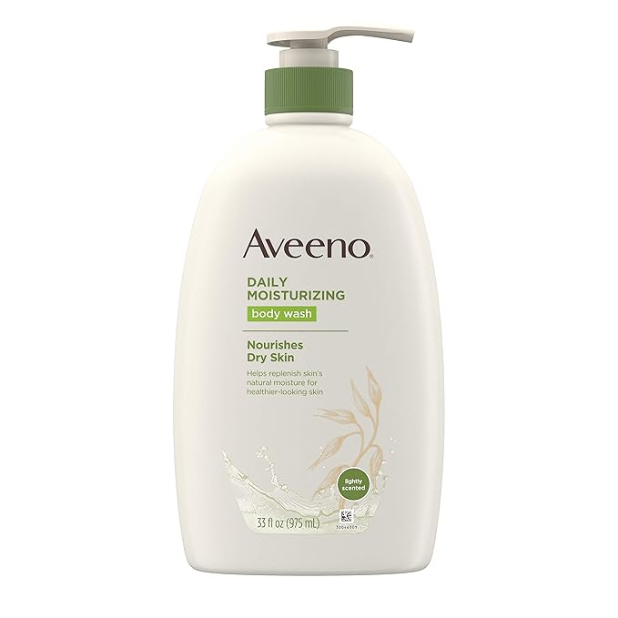 Aveeno Daily Moisturizing Body Wash with Soothing Oat Creamy Shower Gel Soap-Free and Dye-Free Light Fragrance 33 fl. oz (Pack of 6)