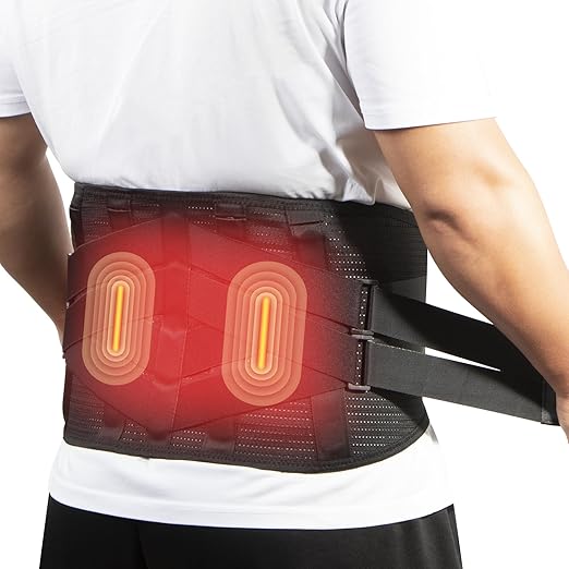 Heated Back Brace with Massage Rechargeable Heating Pad for Back Pain Relief Adjustable Back Support Belt with Heat Therapy and Vibration Massager for Men and Women L