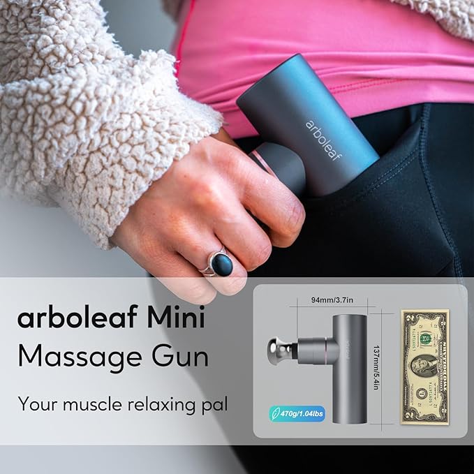 arboleaf Massage Gun Deep Tissue with Metal Head Full-Metal Electric Portable Hand Held Massager Gun with Case for Back Body Sore Muscles Pain Relief Gifts for Dad Office Home Athletes