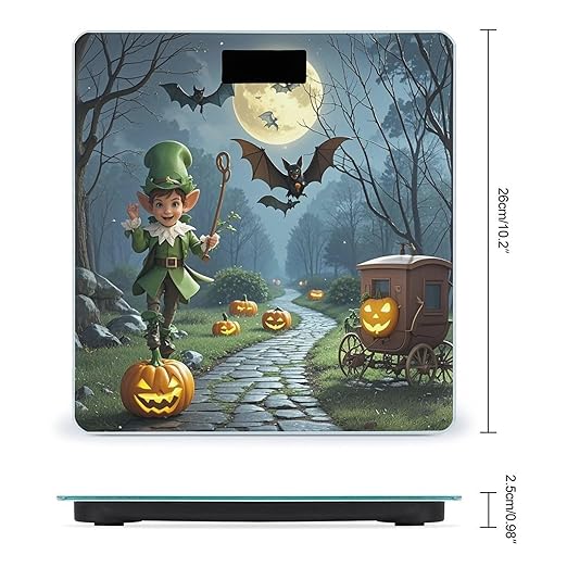 Elves and Bats Bathroom Scale for Body Weight Bathroom Weighing Scales with Back Lit LED Display Sturdy Tempered Glass Body Weight Bathroom Scale 400lb Weighing