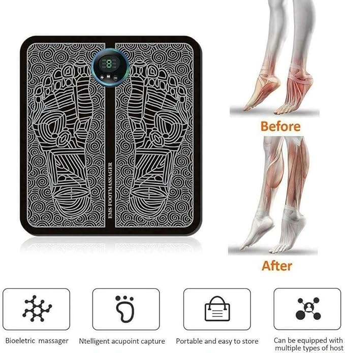 EMS Electric Foot Massager Pad for Blood Circulation and Muscle Stimulation with 19 Levels and 8 Modes