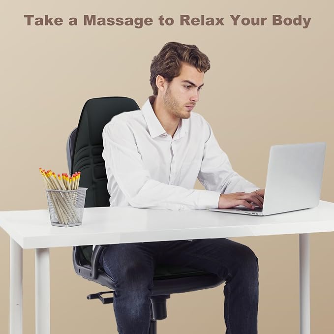 Vibration Back Massager with Heat Massage Chair Pad with 10 Vibration Motors &amp 2 Heating Levels Chair Massager for Recliner Office Chair Sofa