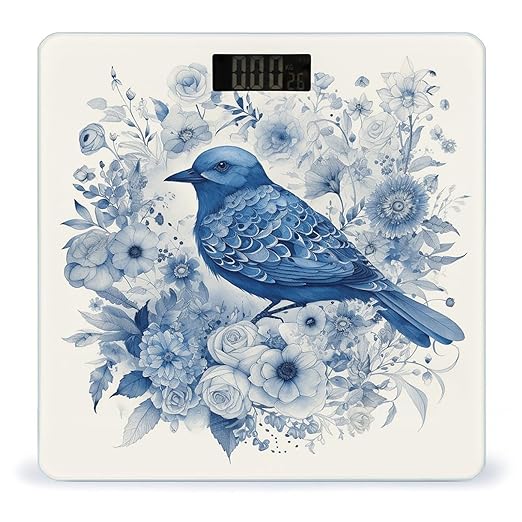 Bluebird and Flowers Scale for Body Weight Smart Scales Digital Bathroom Scale High Precision Weighing Scales with Large Display Weighing Machine for People