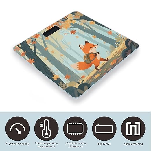 Fox_Adventure Weight Scale Large Digital Bathroom Scales with Bright LED Display Non Slip Digital Scale and Step On Fashion Weighing Machine for Body