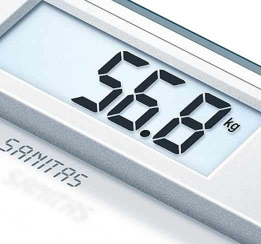 Sanitas SGS 06 Glass Bathroom Scales Bathroom Scales Up to 150 kg Capacity and Large Display Clear