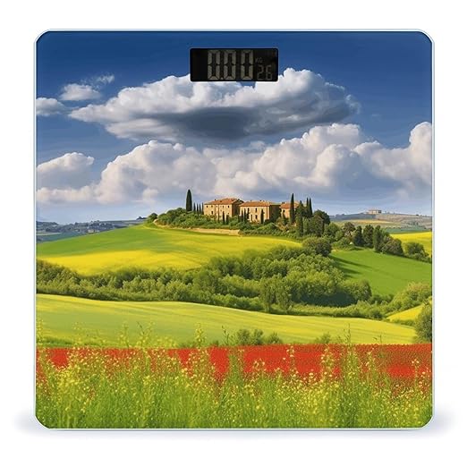 Tuscany Spring Bathroom Scale Large LCD Backlight Display Digital Scale Rounded Corners Body Scales Automatic Power On/Off Bathroom Scales for Home Bedrooms
