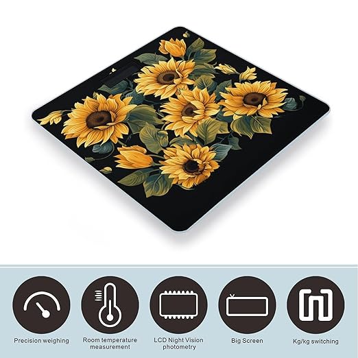 Sunflower Thank You for Brightening My Life Scale for Body Weight Digital Bathroom Scale Accurate Smart Weight Scales with Large Display Weighing Machine High Precision Scales