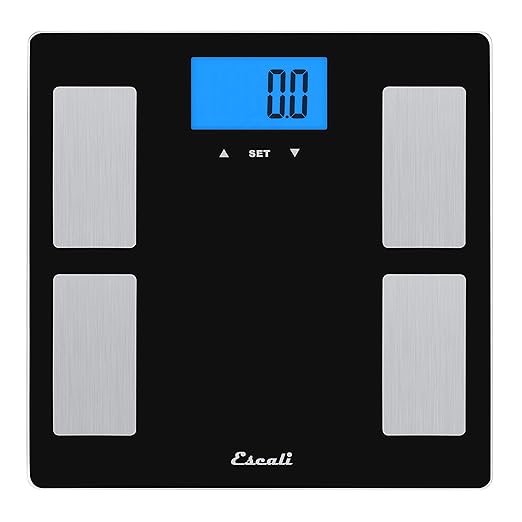 Escali Complete Health 2.0 Body Composition Scale with Bioelectrical Impedance Analysis Technology Measures Body Fat Percentage Body Water Lean Muscle &amp Total Bone Mass Black