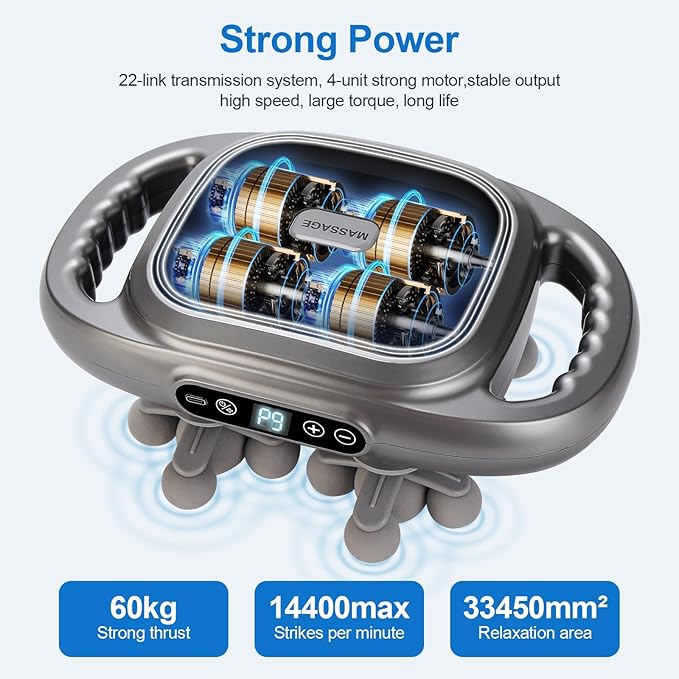 IeBilif Massage Gun 22 Head Foot Back Neck Shoulder Massager with Adjustable Multi-Modes &amp Intensities Fascia Gun for Athletes Birthday Gifts for Men