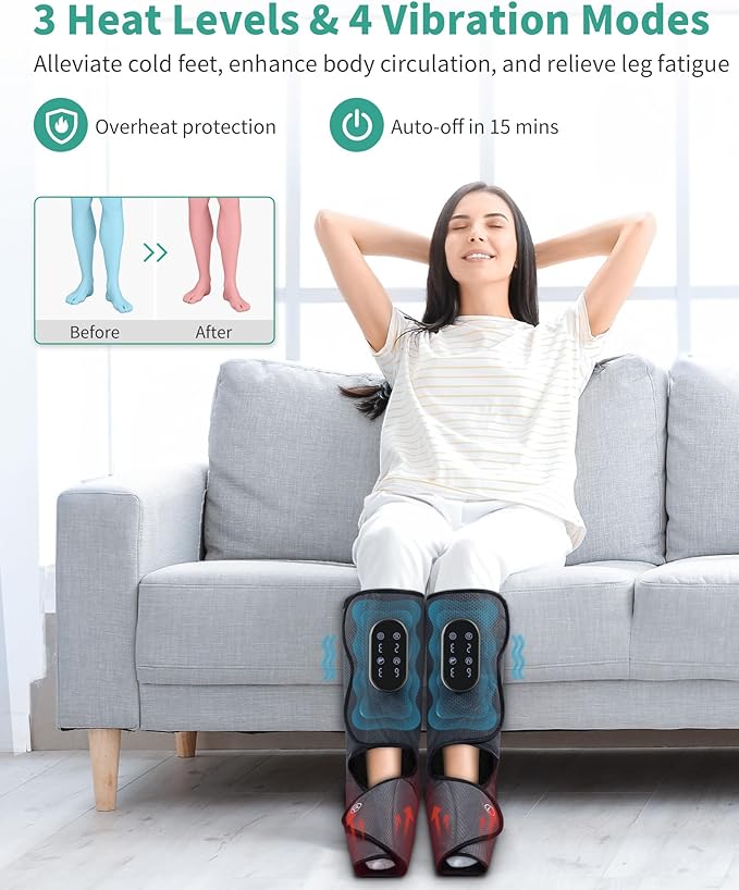 Medcursor Cordless Foot and Leg Massager with Heat Rechargeable Leg Massager for Circulation and Pain Relief After Exercise Portable Massager Boots for Home Office Gym Use