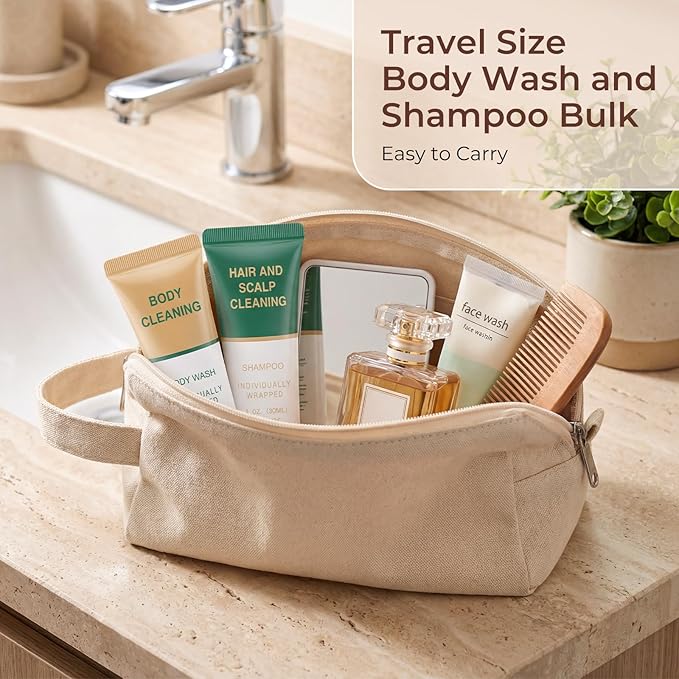 Shampoo and Body Wash BulkTravel Size Individually Wrapped Hotel Mini Shower Gel and Shampoo Small Cleansing Toiletries Amenities Men Women for Hotel/Vacation/Homeless 1 Fl Oz (Pack of 200)