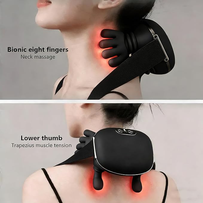 Neck Massager with Heat Electric Shoulder &amp Cervical Massage for Pain Relief deep Tissue Massage Heated for Neck Back Shoulder-2026 Black