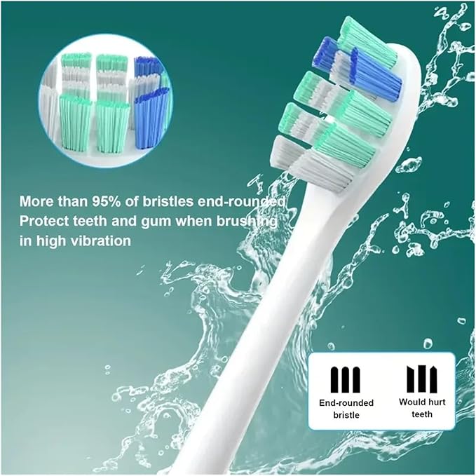 Compatible for Replacement Toothbrush Heads for HX6730/HX6721/HX3216/HX9362/HX3210/HX6013/HX9063/HX6063 Bright White Brush Nozzles C3 W3(8pcs)