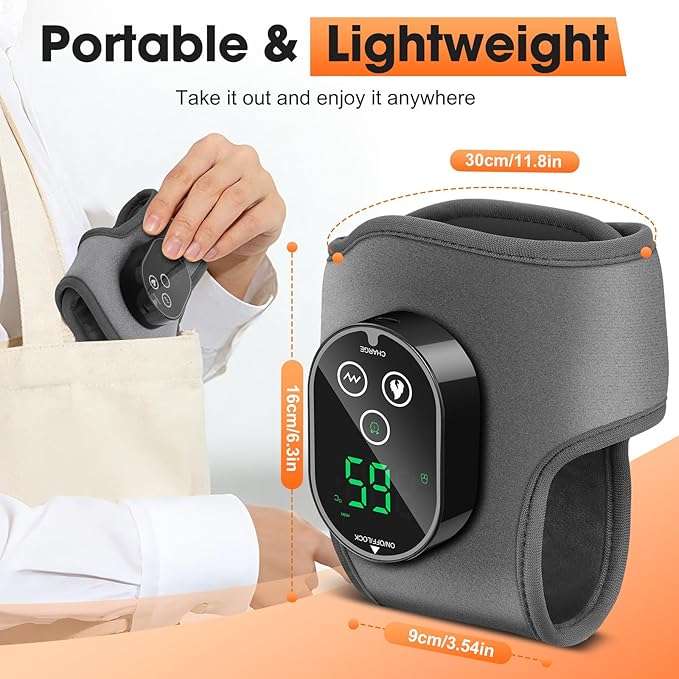 Foot Massager for Pain Relief Foot Renew Ankle Massager Ankle Heating Pad Heated Brace Wrap with 4 Heat Levels and 3 Vibration Modes for Women Men (Grey)