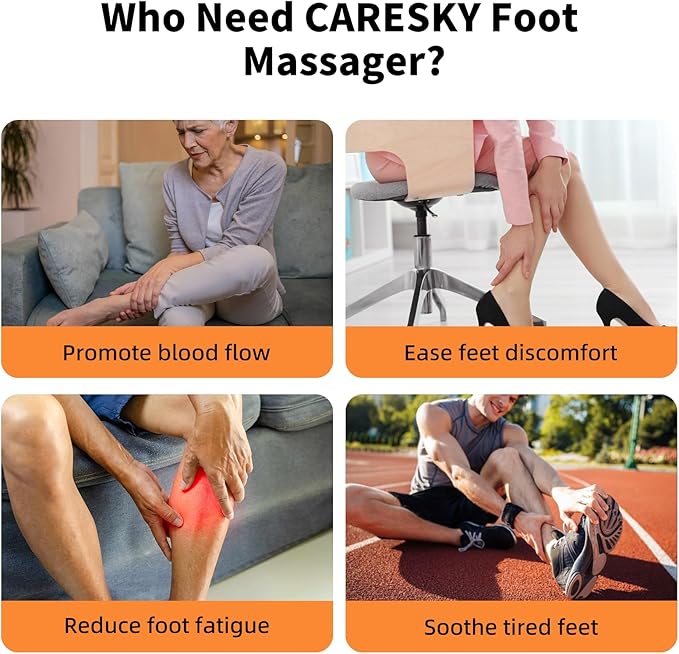 CARESKY® Foot Massager with Heat FSA＆HSA Eligible Shiatsu Foot Massager for Plantar Fasciitis Neuropathy Circulation and Pain Relief Deep Kneading for Foot Calf Gifts for Women Men Mom Dad