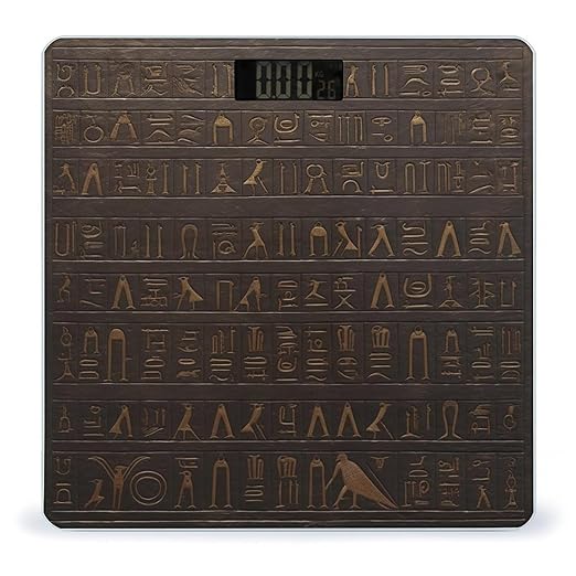 Ancient Egyptian Hieroglyph Scale for Body Weight High Precision Digital Weight Scales with LCD Display Anti-Slip Sturdy Slim Tempered Glass Bathroom Scale for Home Use