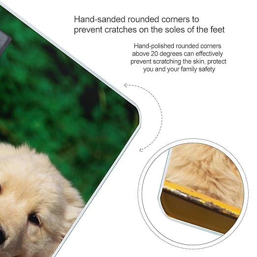 Golden Retriever Dogs Puppies Pets Scale for Body Weight Anti-Slip Sturdy Tempered Glass Weighing Machine Highly Digital Accurate Bright LCD Bathroom Scale for Household Gift