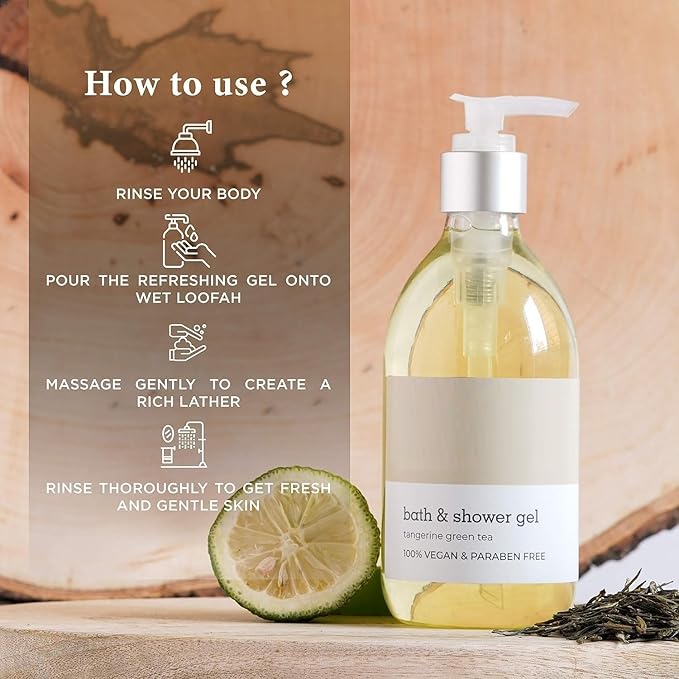 Five Elements Refreshing Shower Gel | Long Lasting Freshness | Enriched with Tangerine and Green Tea | Paraben Free | Gentle on Skin |100% Vegan Body Wash | 300ml