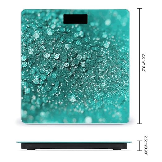 Turquoise Glitter Weight Scale Large Bathroom Scales Digital Weight with Bright LED Display Non Slip Automatic Weighing Scale Fashion Weighing Machine for Body