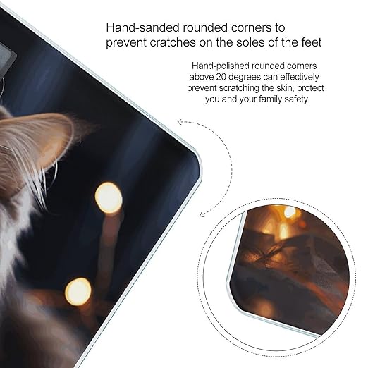 Cat Hanging Christmas Lights Digital Bathroom Scale for Body Weight Weighing Scale with Backlit LCD Display High Precision Measurements &amp Measures Weight Up to 180kg