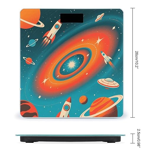 Science Fiction Galaxy Space Scale for Body Weight Sturdy Tempered Glass Weighing Scales with LCD Display Accurate Digital Bathroom Scale Convenient Body Fat Smart Scales Easy Read