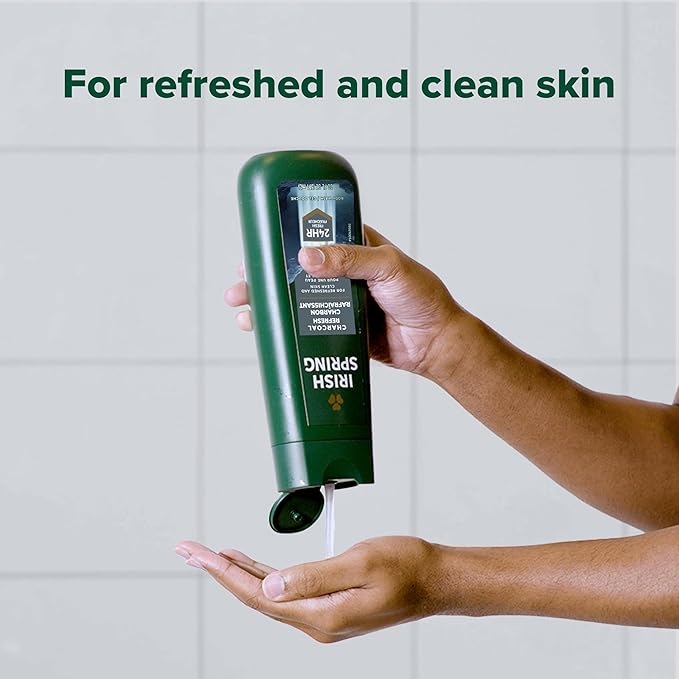 Irish Spring Men's Body Wash Shower Gel Charcoal Refresh 20 Fl Oz (Pack of 4)