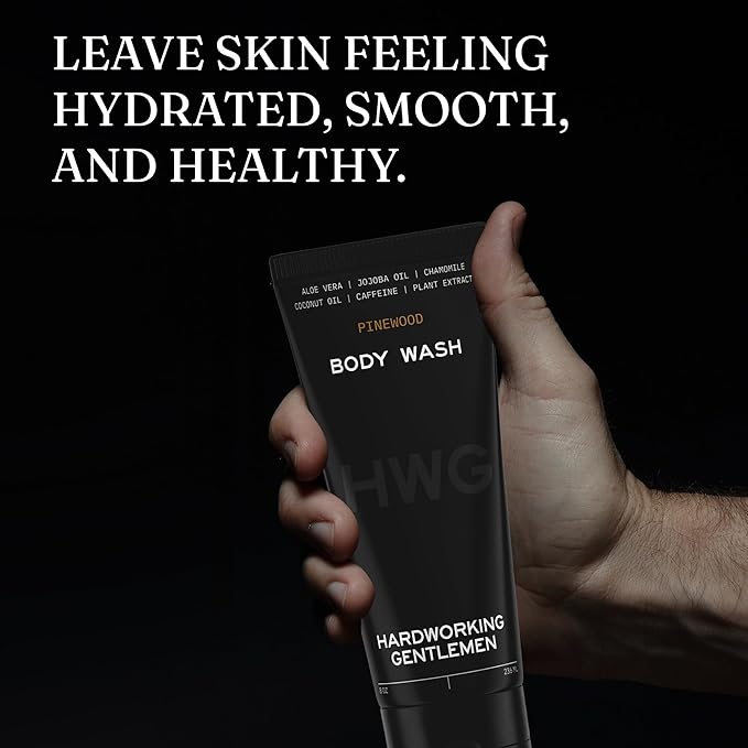 Hardworking Gentlemen - Natural Body Wash - Soothing Pinewood Scent - Organic Ingredients for Clean Moisturizing &amp Nourishing Body Shampoo