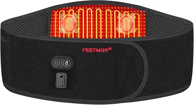 Heated Waist Belt Cordless Heating Pad for Low Back Electrical Heating and Massage Rechargeable Battery Powered