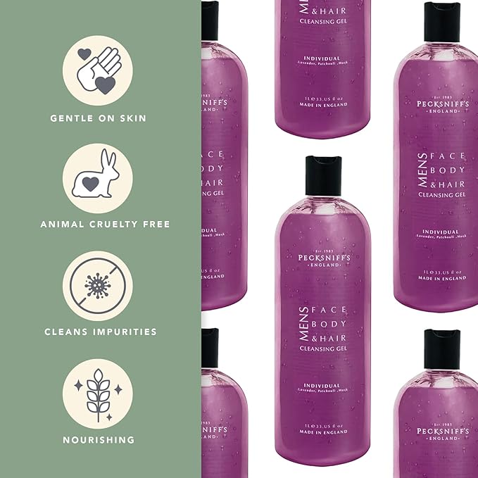 Pecksniff's Men's Luxurious Moisturizing Bath &amp Shower Gel | Luxury Shower with Earthy Aroma | Body Wash Men | Invigorating Individual Scent 1L