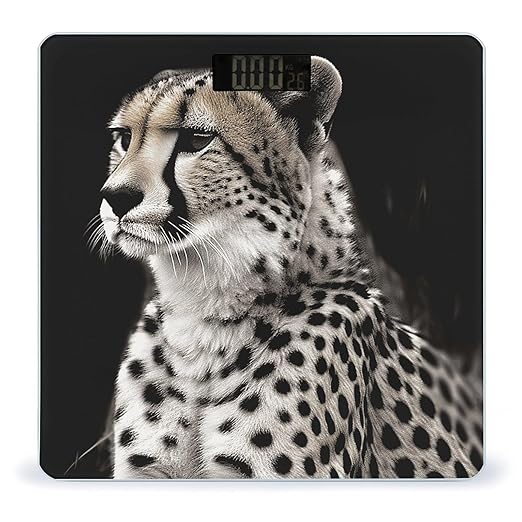 Cheetah Bathroom Scale for Body Weight Bathroom Digital Electronic Weighing Scale with Back Lit LED Display Sturdy Tempered Glass Weight Watchers Scales 400lb