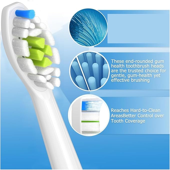 Replacement Toothbrush Heads Compatible for Easy Clean Other Snap-On Handles（16pcs ）(16pcs White)