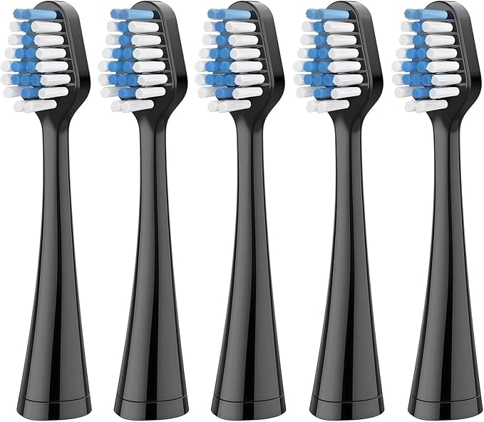Replacement Toothbrush Compatible with AquaSonic Duo Series Heads Electric Toothbrush Head Accessories(5PCS Black)