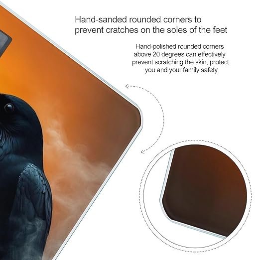 Men's Smart Scale for Body Weight Digital Bathroom Weighing Scale Automatic Switch Energy Saving Scale Full Moon Black Crow Raven Bird