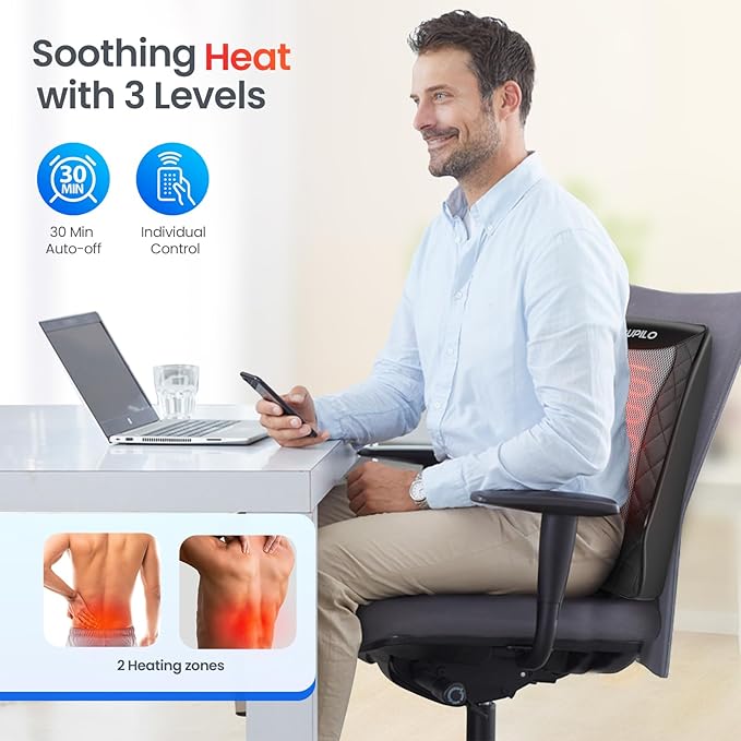 Back and Neck Massager FSA Eligible HSA Store Massager for Pain Relief Deep Tissue Heated Massage with Vibration Massage Pillow for Neck Back Shoulder Leg Gifts for Women Men