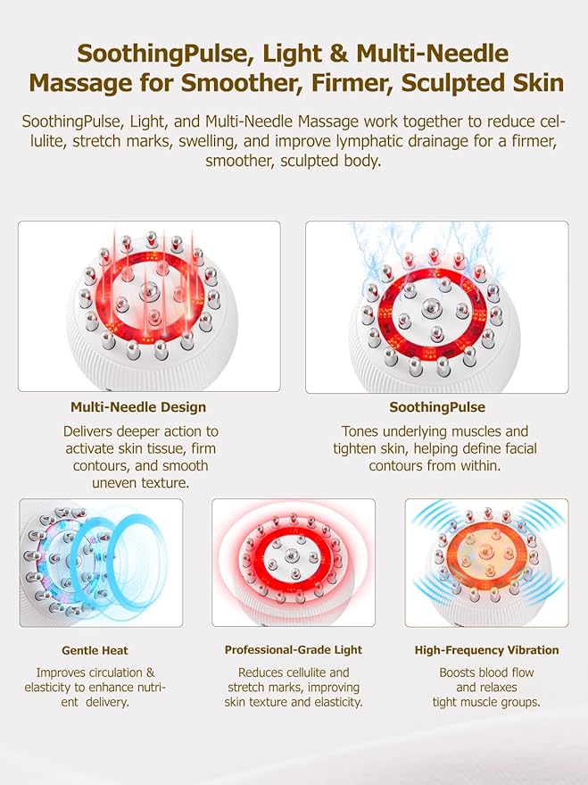 Lymphatic Drainage Massager &amp Anti Cellulite Massage Tool Helps Reduce Stretch Marks &amp Cellulite for Legs Arms &amp Belly Body Sculpting Machine with Microcurrent Light Heat &amp Vibra