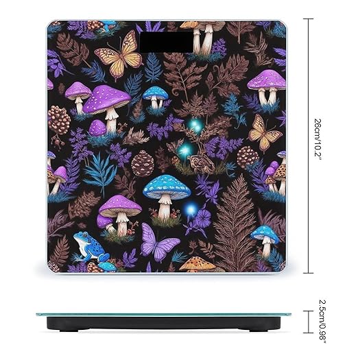 Digital Bathroom Weighing Scale Energy Saving Scale Smart Scale for Body Weight Moon Frogs Trippy Mushroom Leaves