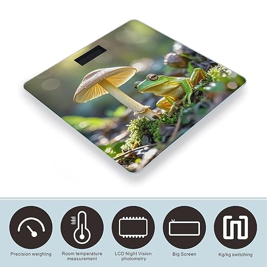 Cute Frog Under A Mushroom Smart Scale for Body Weight Accurate Bathroom Scale with LED Display Digital Weight Scales Weighing Machine High Precision Scales for Bath Home
