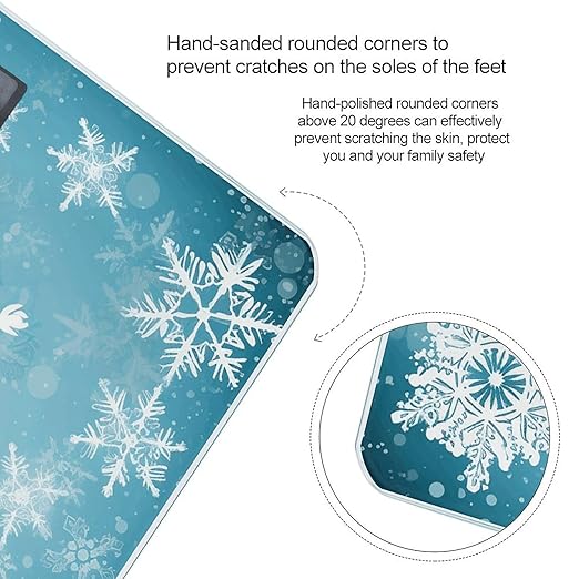 Winter Snowflake Bathroom Scale for Body Weight LCD Display Digital Bathroom Scale Tempered Glass Bathroom Weight Scales Fashion Smart Scales for Home Bedroom 400 Lb