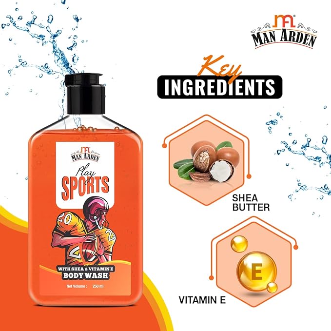 Man Arden Play Sports Luxury Body Wash Infused With Shea Butter &amp Vitamin E 250ml