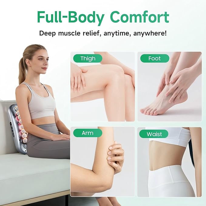 48-Head Deep Tissue Massage Gun Percussion Muscle Massager with 9 Modes &amp Adjustable Intensity Quiet Full-Body Relaxation for Back Shoulders Legs Feet Home Gym Office Use