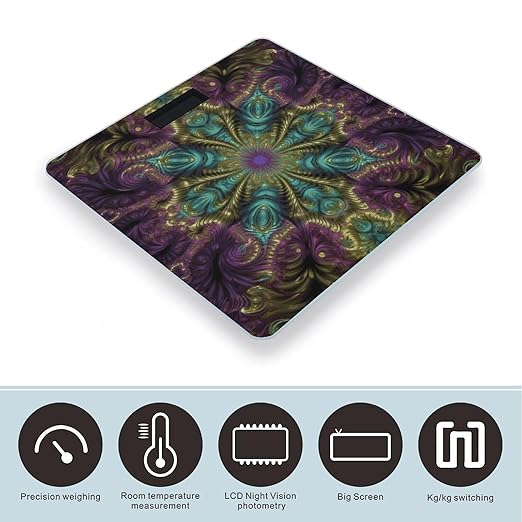 Fractal Art Bathroom ScaleHighly Accurate Digital Weighing Machine for People Bright LED Display Weight Scale for The Aldult Home Use