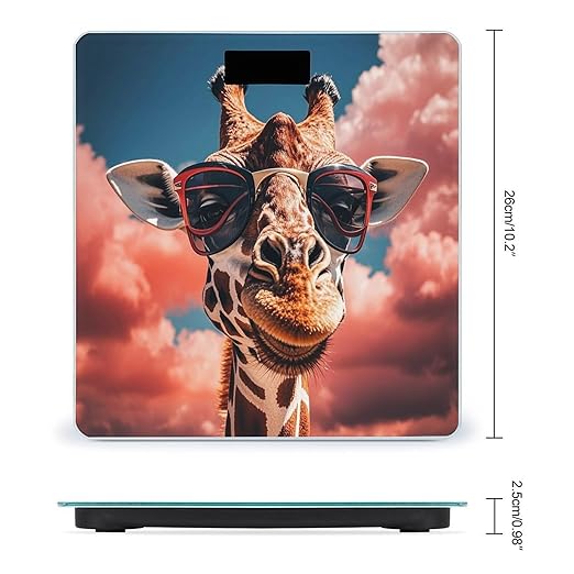 Giraffe Wearing Sunglasses Scale for Body Weight Accurate Digital Bathroom Scale Toughened Glass High Precision Scales Smart Weight Scales with Large LCD Backlight Display Weighing Machine