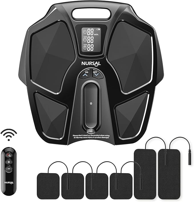 NURSAL TENS EMS Foot Massager for Neuropathy Foot Nerve Muscle Stimulator Pro Circulation and Body Pain Relief with TENS Unit Muscle Stimulator Pads Electric Feet Legs Blood Circulation Machine