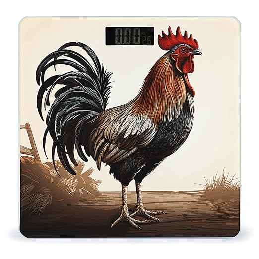 Rooster Scale for Body Weight Anti-Slip Tempered Glass Digital Bathroom Scales Clear LCD Display Weighing Scale Safe Rounded Corners Smart Scales
