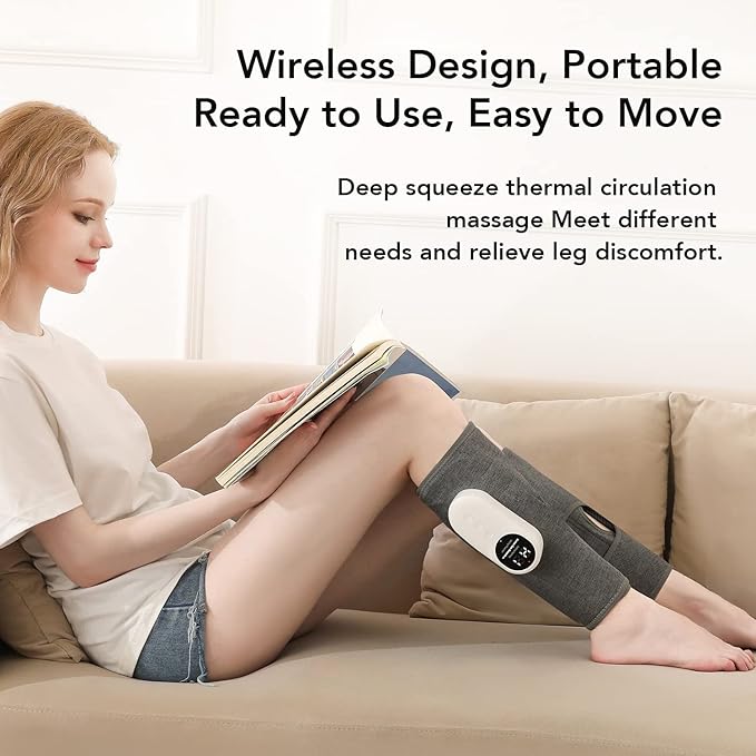 Leg Massager for Circulation and Pain Relief Calf Air Compression Massager with Heat Leg Massager with 3 Intensities 3 Modes Easy to use Muscle Relaxation Gifts (Pair)