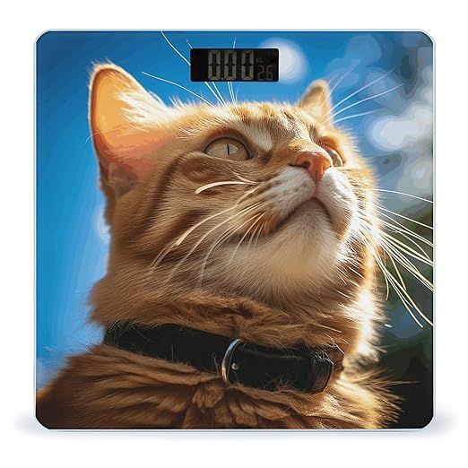 Cat in The Sun Scale for Body Weight Precision Bathroom Weighing Scales with Back Lit LCD Display Sturdy Tempered Glass Body Weight Scales Digital Bathroom Scale 400lb