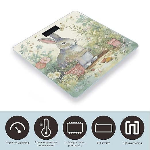 Garden Bunny Scale for Body Weight Precision Bathroom Weighing Scales with Back Lit LCD Display Sturdy Tempered Glass Body Weight Scales Digital Bathroom Scale 400lb